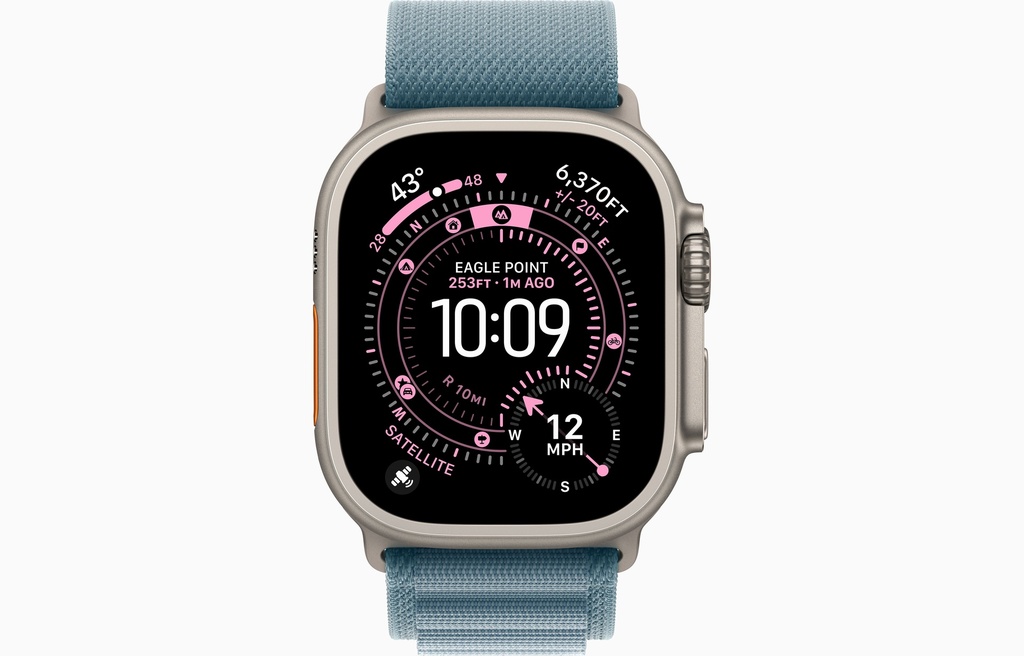 Apple Watch Ultra 3 GPS + Cellular 49mm Natural Titanium Case With Light Blue Alpine Loop MEWM4