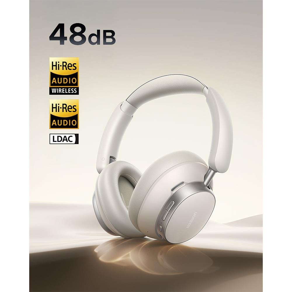 UGREEN HiTune Max6 Studio Pro Hybrid Active Noise Cancelling Wireless Over-Ear Headphones - White 55614