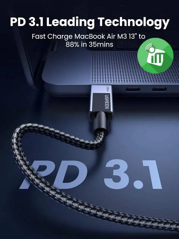 Ugreen USB-C to USB-C 240W PD Fast Charging Cable - 2M (Space Grey) (L513/45068)
