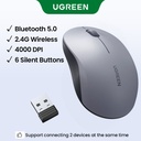 Ugreen Wireless Multi-Mode Mouse with Bluetooth and 2.4G Connection and Silent Clicks Gray - 65775 