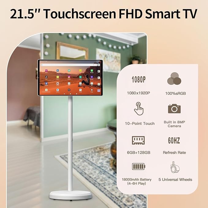 Chestnuter 21.5" Movable 128GB Battery-power Stand By Me Touch Screen Monitor