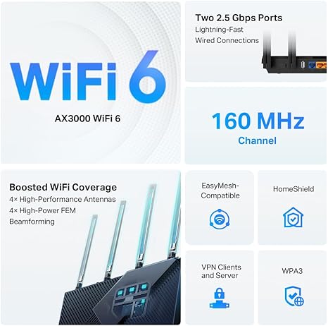 TP-Link Archer AX55 AX3000 Wireless Dual Band Gigabit Router