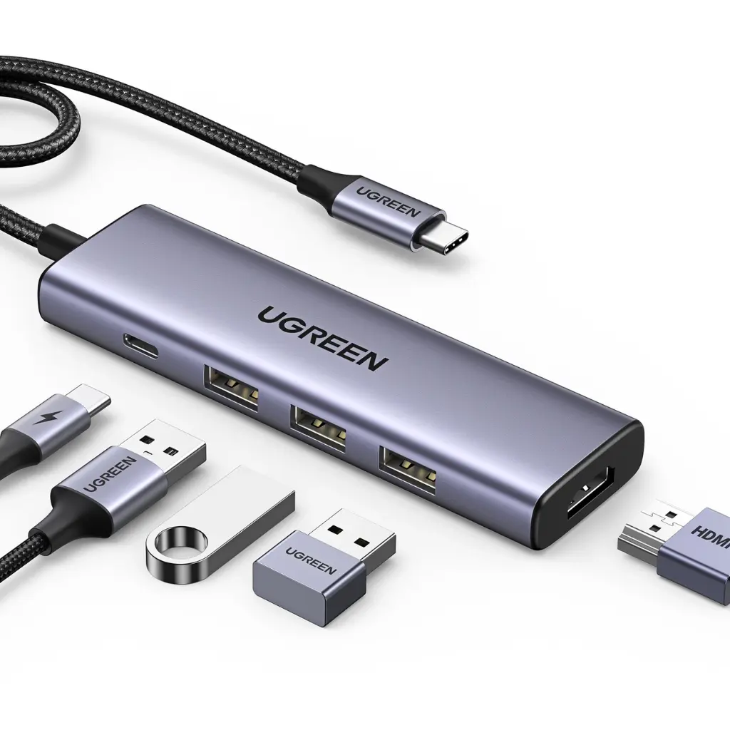 Ugreen 5-in-1 USB C HUB 3xUSB-A 3.0 + USB-C 100W PD + 4K HDMI - Gray