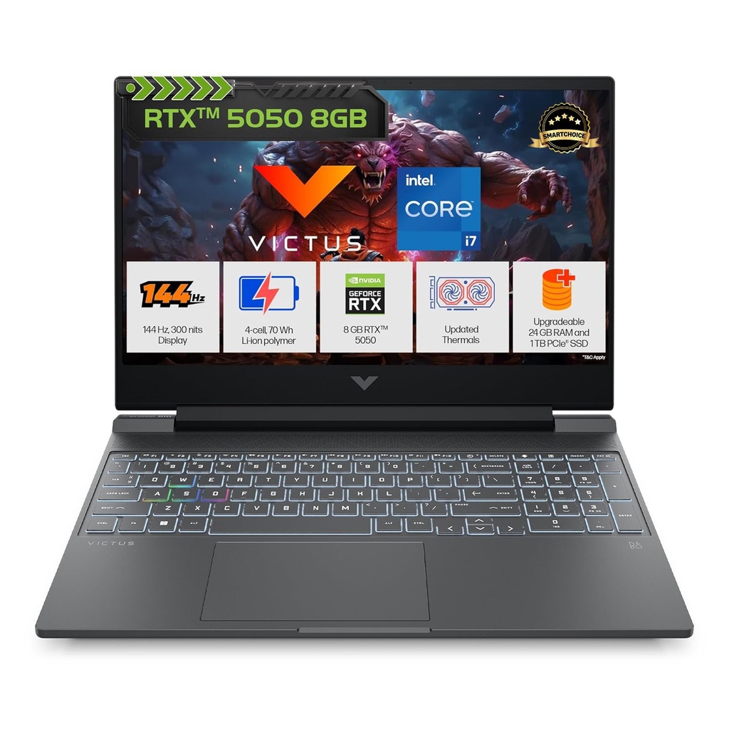 HP Victus 15,6" 13th Gen Intel Core i7-13620H, 8GB RTX 5050, 24GB DDR5 1TB SSD, 144Hz, FHD, 15.6'' Laptop