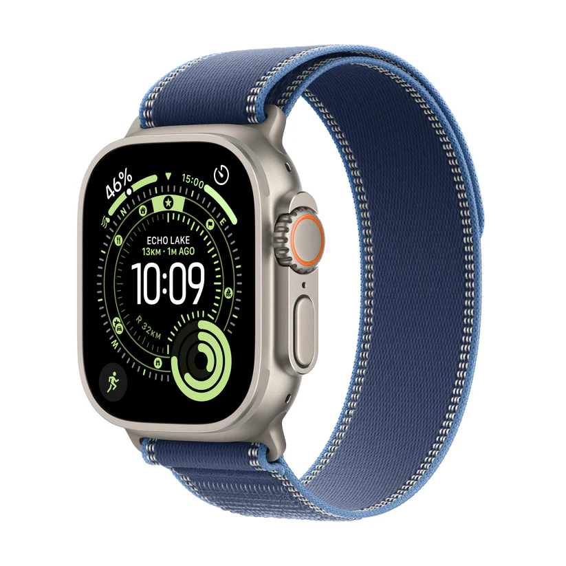 Apple Watch Ultra 3 Natural Titanium Case with Blue/Bright Blue Trail Loop M/L - MEWU4