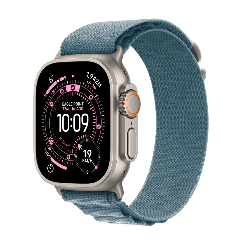 Apple Saat Ultra 3 49mm Doğal Titanyum Kasalı Açık Mavi Alpine Loop - MEWK4 - MEWP4