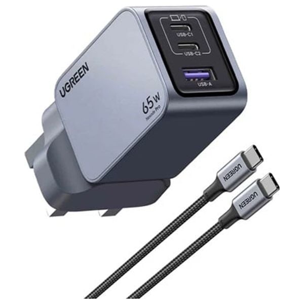 UGREEN 65W USB C Charger Nexode Pro 3-Port GaN PPS Compact Fast Charger Plug 25872