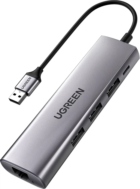 UGREEN USB 3.0 Gigabit Ethernet + 3xUSB 3.0 Adaptör Gri