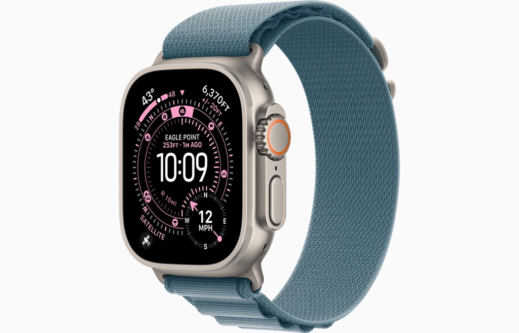 Apple Watch Ultra 3 GPS + Cellular 49mm Natural Titanium Case With Light Blue Alpine Loop MEWM4