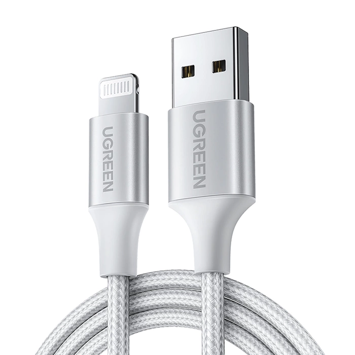 UGREEN USB-A To Lightning 2m Braided Data Cable - White 
